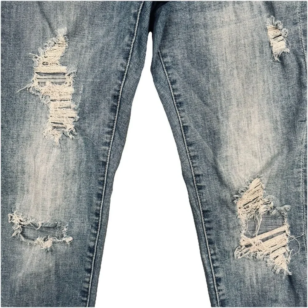 KanCan Ankle Capri Jeans 9/28 (27x25.5) Blue Distressed Super Stretch Juniors
